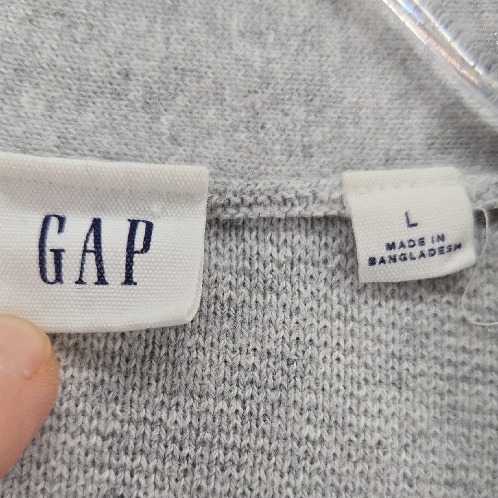 GAP Light Gray Open-Front Ribbed Cardigan Size Large - Picture 2 of 6